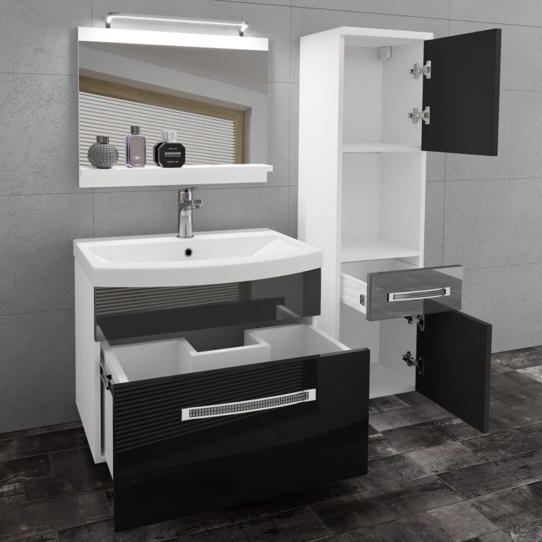 Ensemble de meubles de salle de bain Glamour 49 GLA P 3/0/W/BS/0/MB/PP