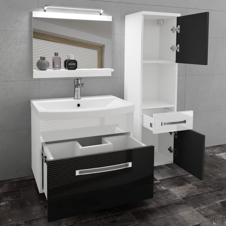 Ensemble de meubles de salle de bain Glamour 48 GLA P 3/0/W/BW/0/MB/PP