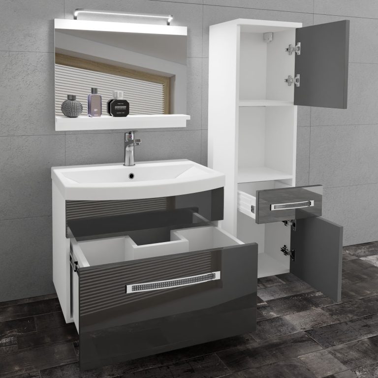Ensemble de meubles de salle de bain Glamour 45 GLA P 3/0/W/S/0/MB/PP