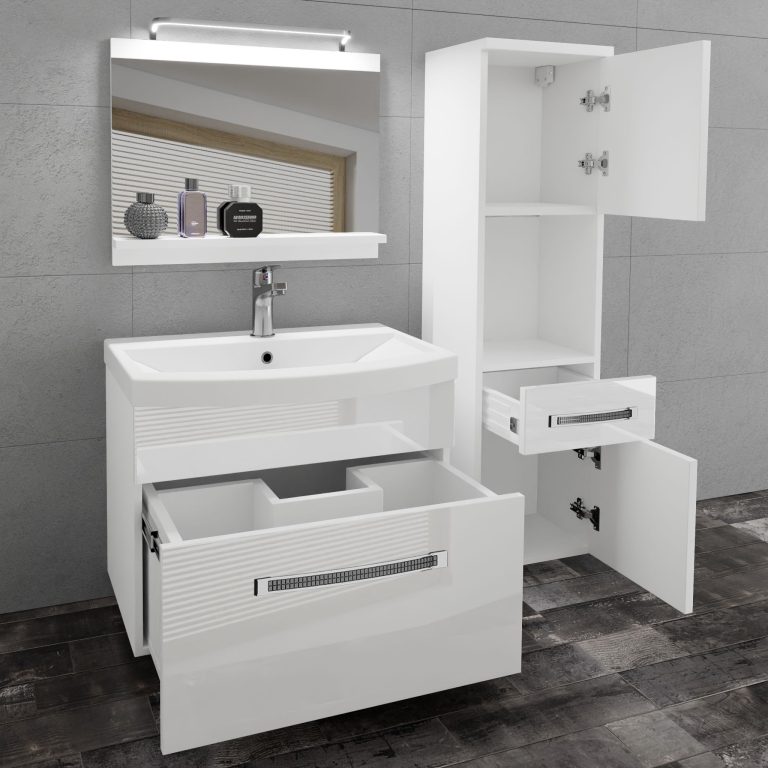 Ensemble de meubles de salle de bain Glamour 43 GLA P 3/0/W/W/0/MB/PP