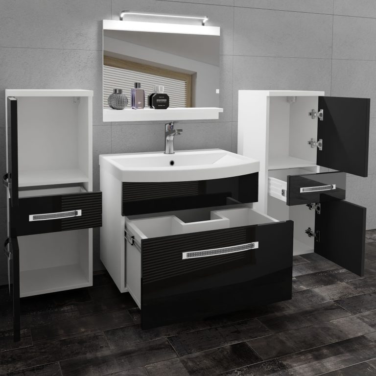 Ensemble de meubles de salle de bain Glamour 63 GLA P 4/0/W/B/0/MB/PP