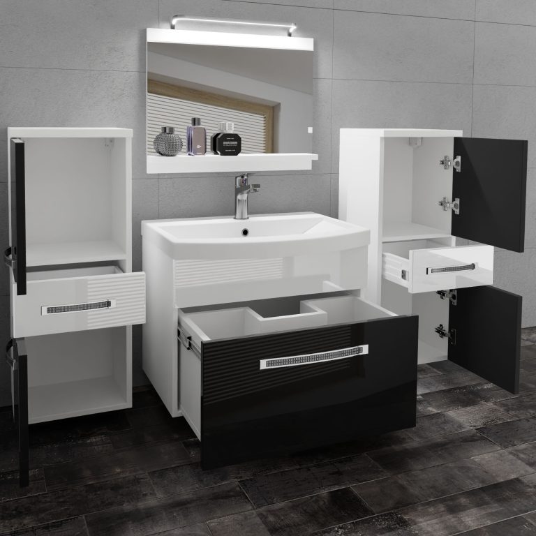 Ensemble de meubles de salle de bain Glamour 67 GLA P 4/0/W/BW/0/MB/PP