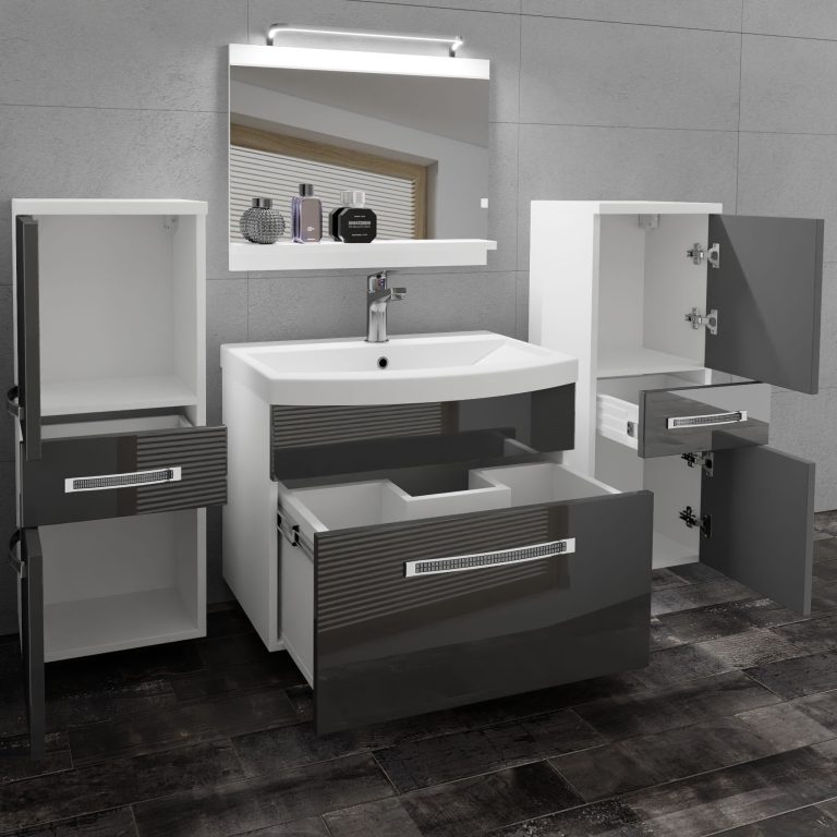 Ensemble de meubles de salle de bain Glamour 64 GLA P 4/0/W/S/0/MB/PP