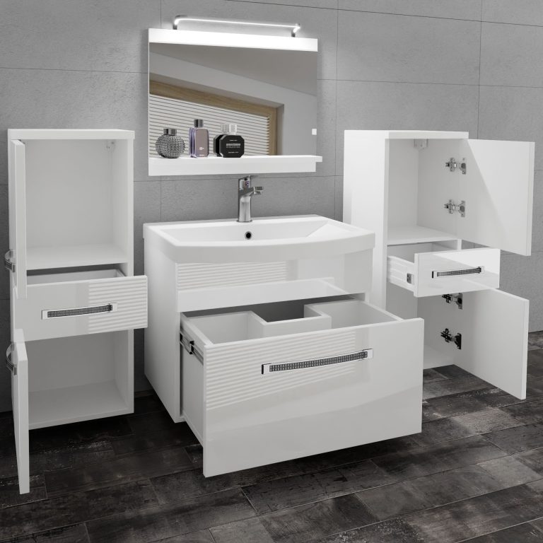 Ensemble de meubles de salle de bain Glamour 62 GLA P 4/0/W/W/0/MB/PP