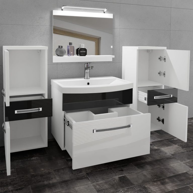 Ensemble de meubles de salle de bain Glamour 65 GLA P 4/0/W/WB/0/MB/PP