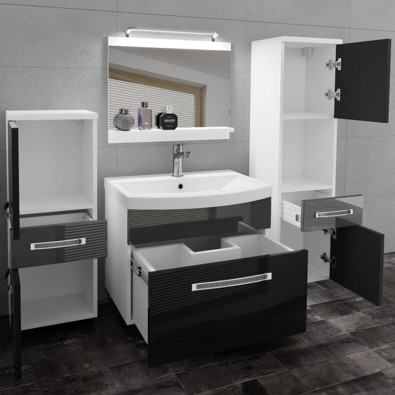 Ensemble de meubles de salle de bain Glamour 87 GLA P 5/0/W/BS/0/MB/PP