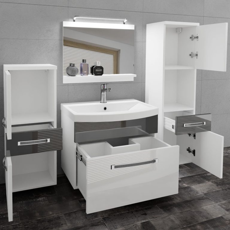 Ensemble de meubles de salle de bain Glamour 85 GLA P 5/0/W/WS/0/MB/PP