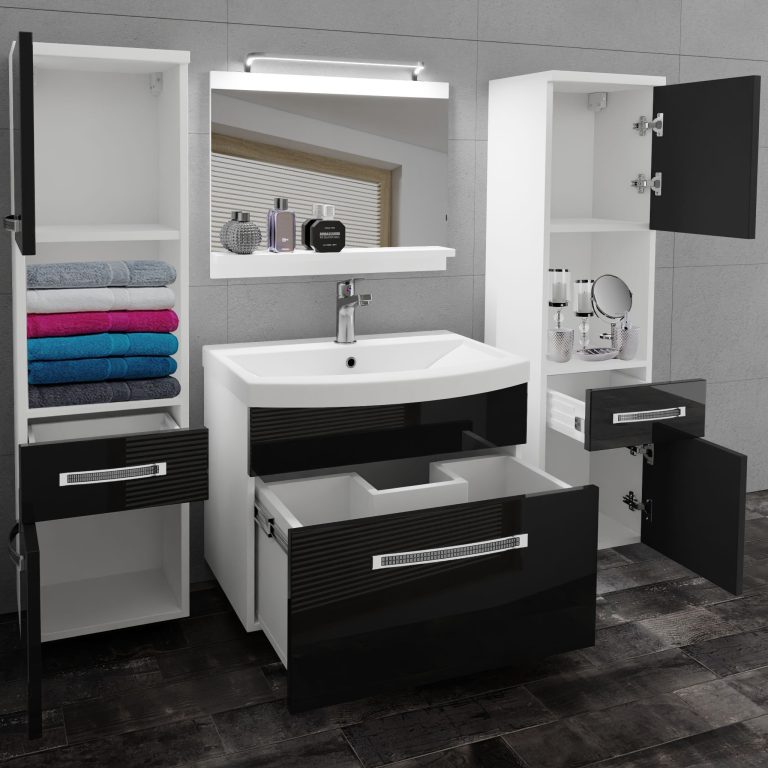 Ensemble de meubles de salle de bain Glamour 101 GLA P 6/0/W/B/0/MB/PP