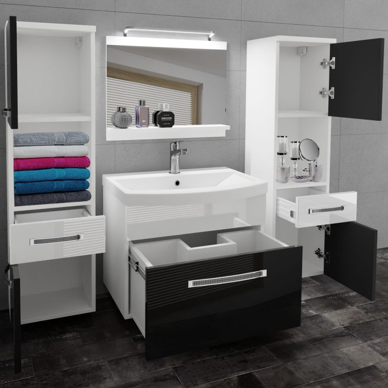 Ensemble de meubles de salle de bain Glamour 105 GLA P 6/0/W/BW/0/MB/PP