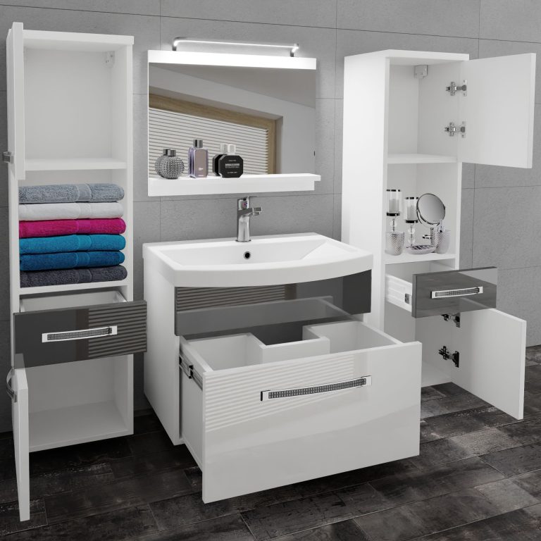 Ensemble de meubles de salle de bain Glamour 104 GLA P 6/0/W/WS/0/MB/PP