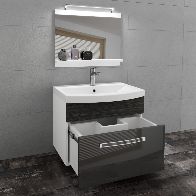 Ensemble de meubles de salle de bain Glamour 14 GLA PM 1/0/W/SHK/0/MB/PP