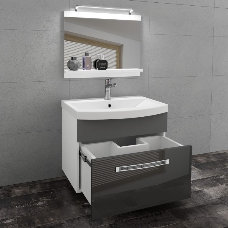 Ensemble de meubles de salle de bain Glamour 15 GLA PM 1/0/W/SSR/0/MB/PP