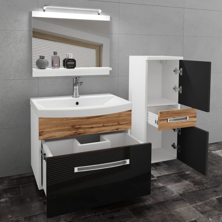 Ensemble de meubles de salle de bain Glamour 38 GLA PM 2/0/W/BDW/0/MB/PP
