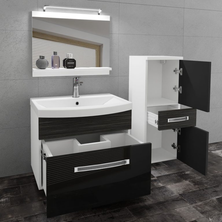 Ensemble de meubles de salle de bain Glamour 37 GLA PM 2/0/W/BHK/0/MB/PP