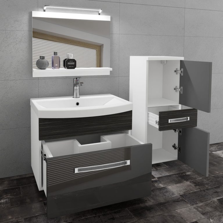 Ensemble de meubles de salle de bain Glamour 33 GLA PM 2/0/W/SHK/0/MB/PP