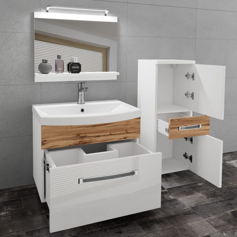 Ensemble de meubles de salle de bain Glamour 36 GLA PM 2/0/W/WDW/0/MB/PP