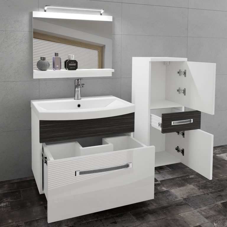 Ensemble de meubles de salle de bain Glamour 35 GLA PM 2/0/W/WHK/0/MB/PP