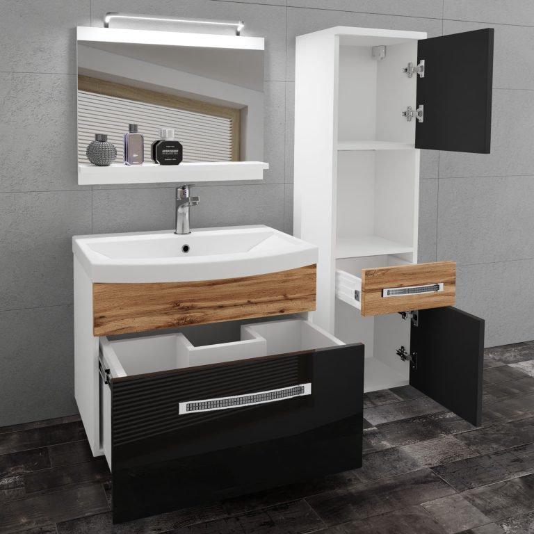 Ensemble de meubles de salle de bain Glamour 57 GLA PM 3/0/W/BDW/0/MB/PP
