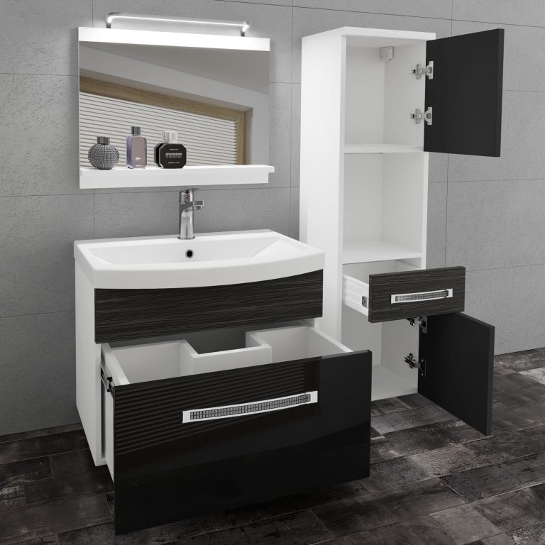  Ensemble de meubles de salle de bain Glamour 56 GLA PM 3/0/W/BHK/0/MB/PP