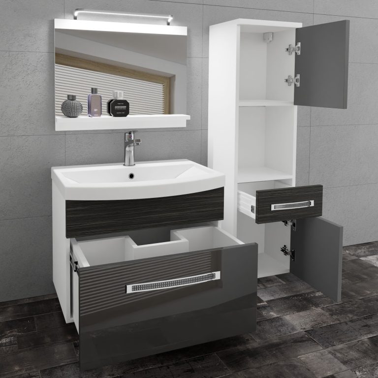 Ensemble de meubles de salle de bain Glamour 52 GLA PM 3/0/W/SHK/0/MB/PP