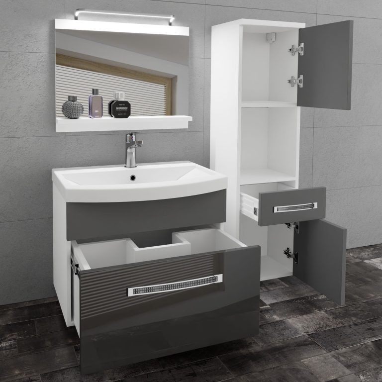Ensemble de meubles de salle de bain Glamour 53 GLA PM 3/0/W/SSR/0/MB/PP
