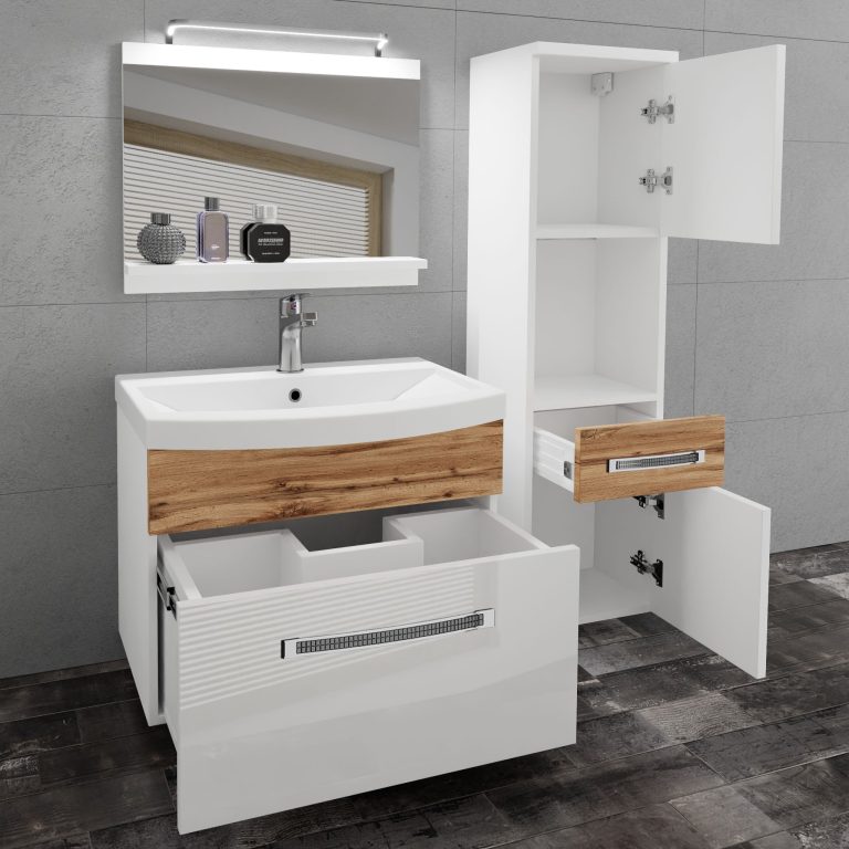 Ensemble de meubles de salle de bain Glamour 55 GLA PM 3/0/W/WDW/0/MB/PP