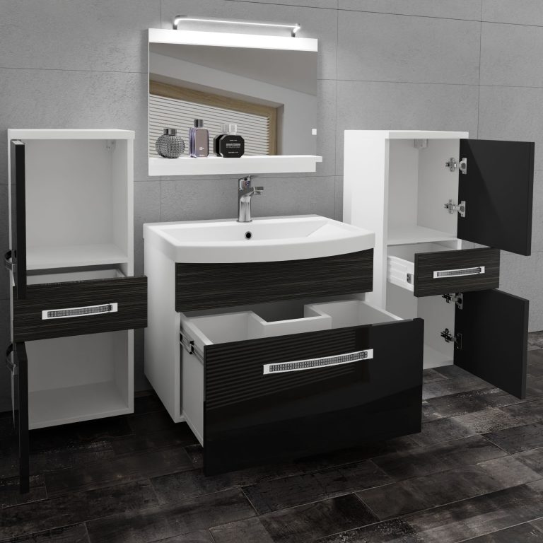 Ensemble de meubles de salle de bain Glamour 75 GLA PM 4/0/W/BHK/0/MB/PP