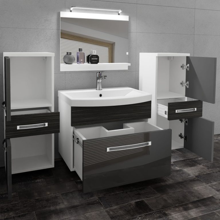 Ensemble de meubles de salle de bain Glamour 71 GLA PM 4/0/W/SHK/0/MB/PP