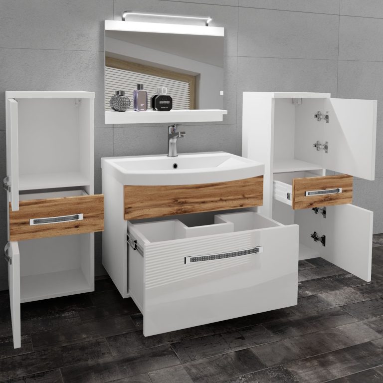 Ensemble de meubles de salle de bain Glamour 74 GLA PM 4/0/W/WDW/0/MB/PP