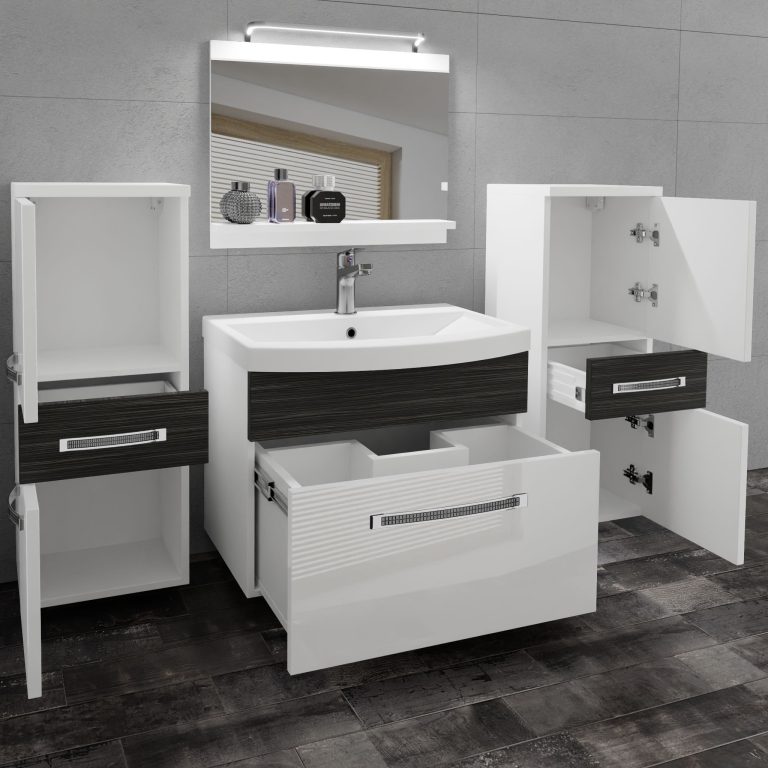 Ensemble de meubles de salle de bain Glamour 73 GLA PM 4/0/W/WHK/0/MB/PP