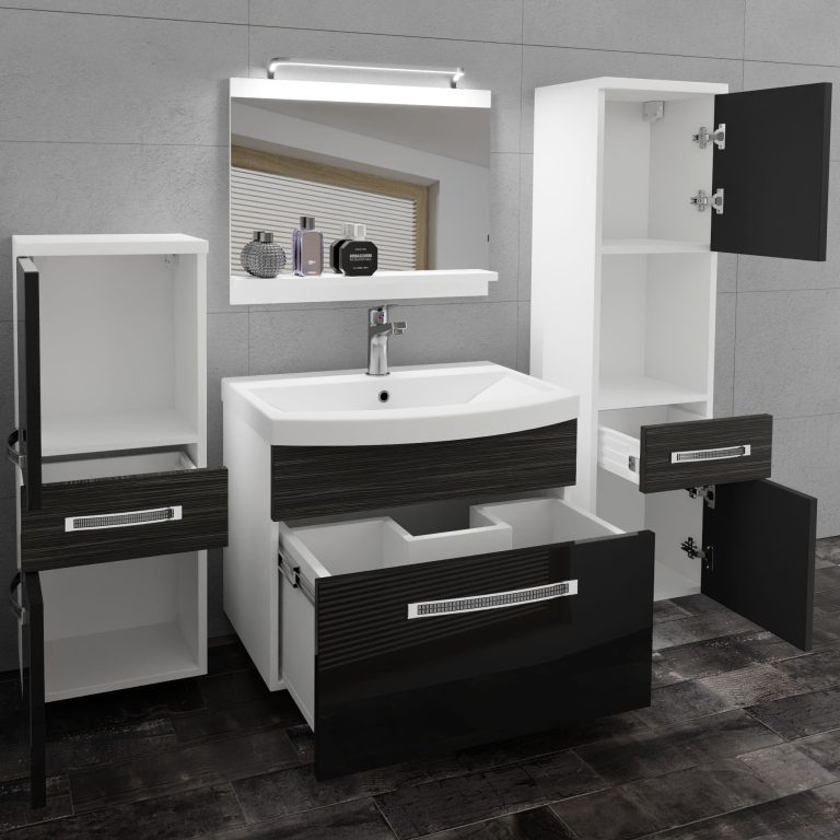 Ensemble de meubles de salle de bain Glamour 94 GLA PM 5/0/W/BHK/0/MB/PP