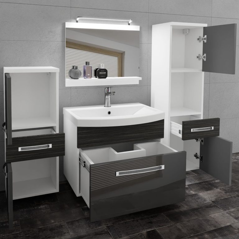 Ensemble de meubles de salle de bain Glamour 90 GLA PM 5/0/W/SHK/0/MB/PP