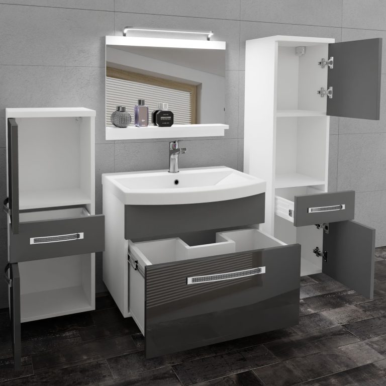 Ensemble de meubles de salle de bain Glamour 91 GLA PM 5/0/W/SSR/0/MB/PP