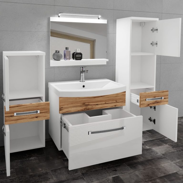 Ensemble de meubles de salle de bain Glamour 93 GLA PM 5/0/W/WDW/0/MB/PP