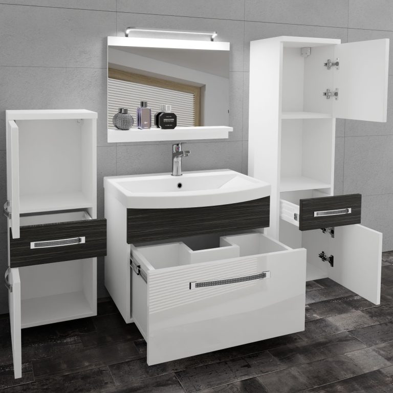 Ensemble de meubles de salle de bain Glamour 92 GLA PM 5/0/W/WHK/0/MB/PP