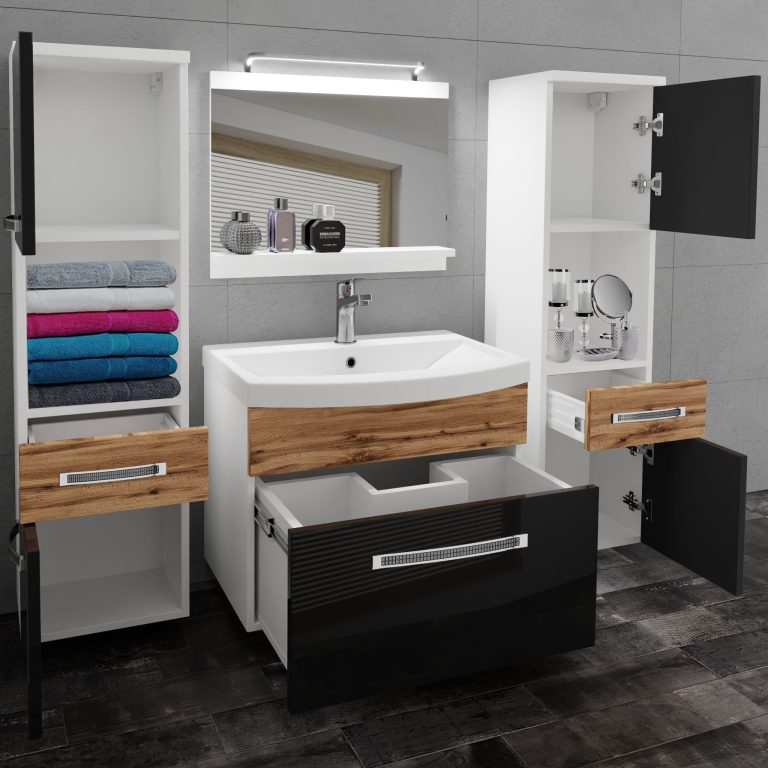 Ensemble de meubles de salle de bain Glamour 114 GLA PM 6/0/W/BDW/0/MB/PP