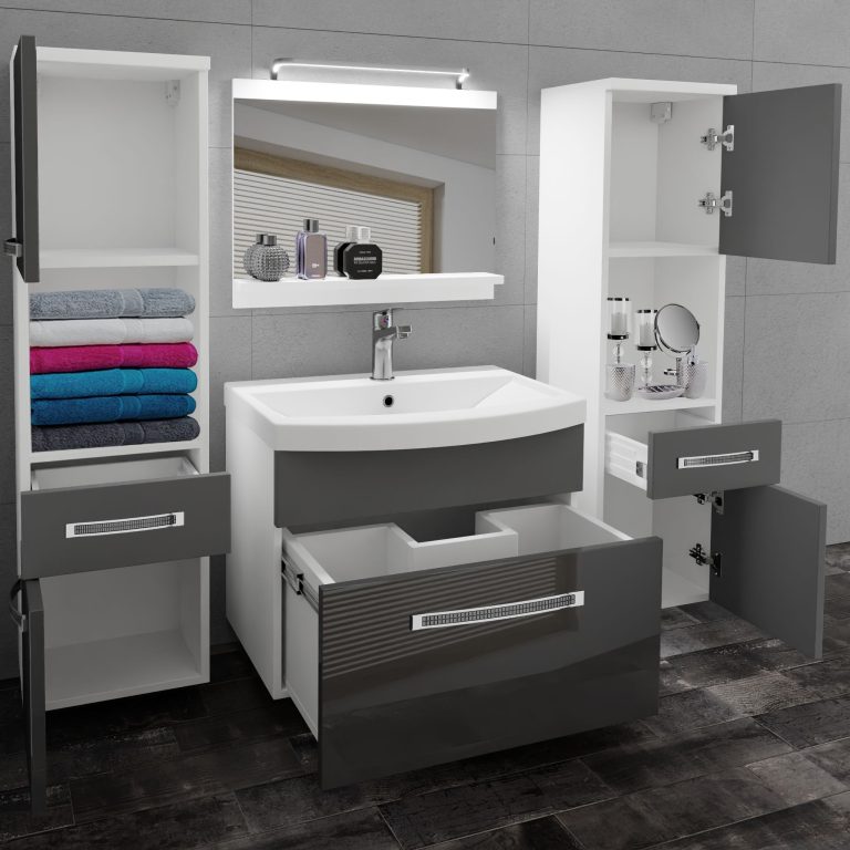 Ensemble de meubles de salle de bain Glamour 110 GLA PM 6/0/W/SSR/0/MB/PP