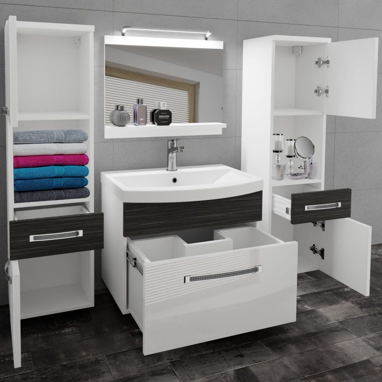 Ensemble de meubles de salle de bain Glamour 111 GLA PM 6/0/W/WHK/0/MB/PP