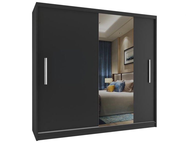 Armoire coulissante 200 cm avec miroir noir ébène foncé Fabricant MSE SZP1/2/B/1B1L/AL