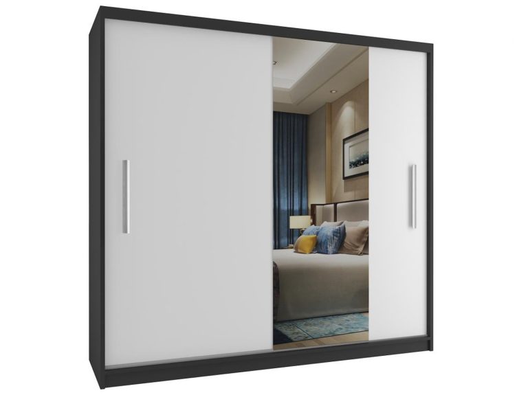 Armoire coulissante 200 cm avec miroir blanc mat Fabricant MSE SZP1/2/B/1W1L/AL