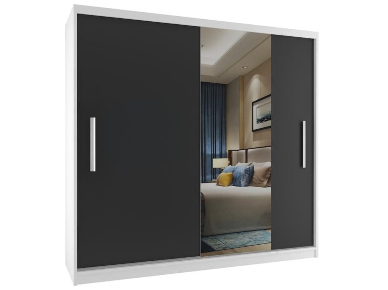 Armoire coulissante 200 cm avec miroir noir ébène foncé Fabricant MSE SZP1/2/W/1B1L/AL