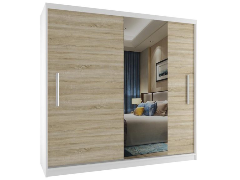 Armoire coulissante 200 cm avec miroir chêne chêne wotan chêne sonoma Fabricant MSE SZP1/2/W/1DS1L/AL