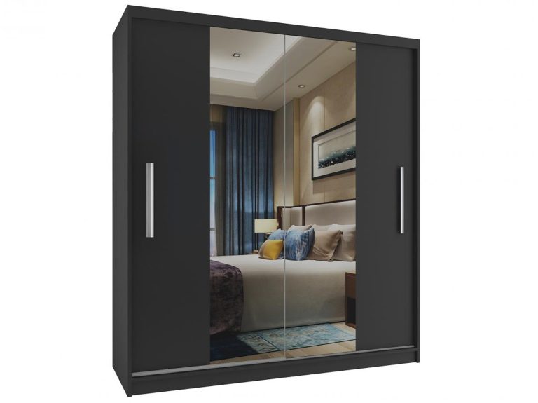 Armoire coulissante 133 cm avec miroir noir ébène foncé Fabricant ME SZP2/2/B/B/0/AL