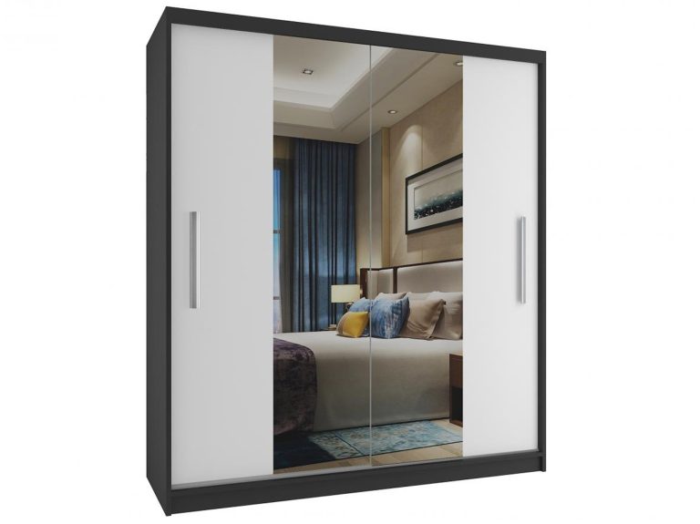 Armoire coulissante 133 cm avec miroir blanc mat Fabricant ME SZP2/2/B/W/0/AL