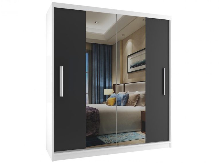 Armoire coulissante 133 cm avec miroir noir ébène foncé Fabricant ME SZP2/2/W/B/0/AL