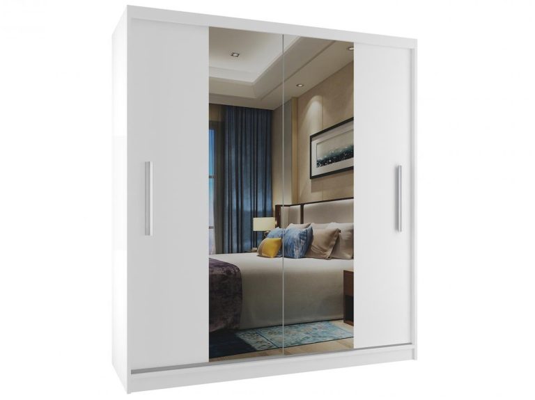 Armoire coulissante 133 cm avec miroir blanc mat Fabricant ME SZP2/2/W/W/0/AL