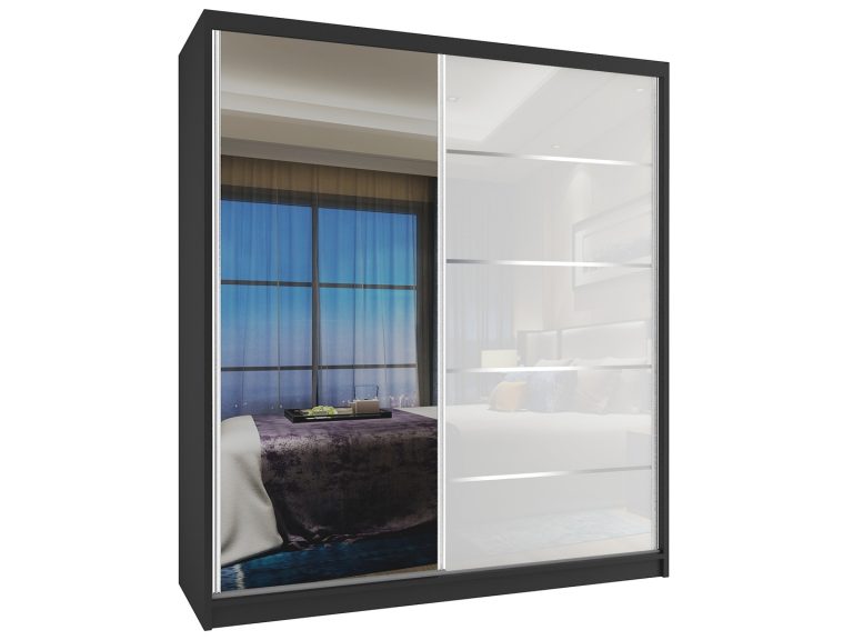Armoire coulissante 133 cm avec miroir blanc brillant Fabricant MG SZP2/2/B/1L5W/HI
