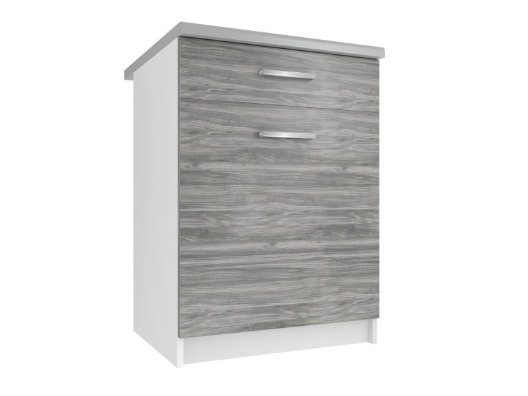 Meuble de cuisine Belini bas avec tiroirs 60 cm gris anthracite Glamour Wood avec plan de travail Fabricant TOR SDSZ1-60/0/WT/GW1/0/E
