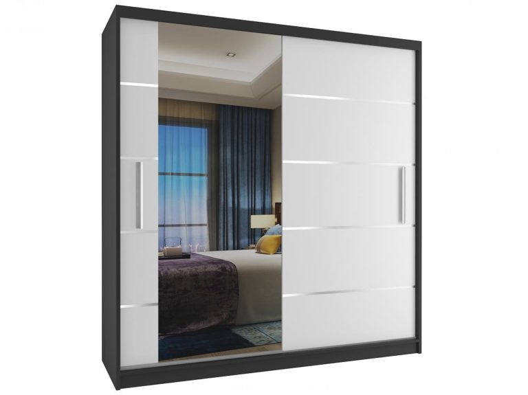 Armoire coulissante 158 cm avec miroir blanc mat Fabricant MBP SZP3/1/B/W/0/AL