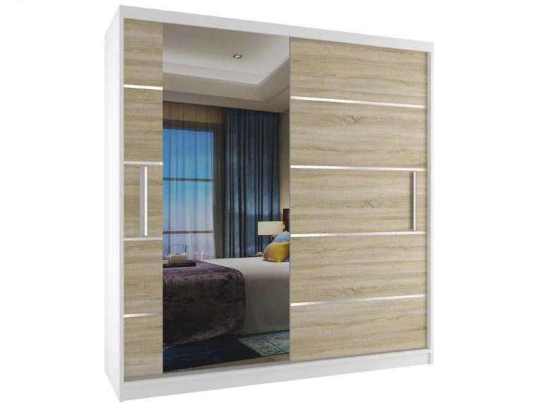 Armoire coulissante 158 cm avec miroir chêne chêne wotan chêne sonoma Fabricant MBP SZP3/2/W/DS/0/AL